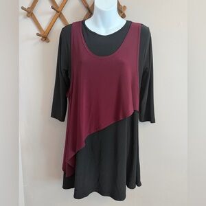 Sympli Asymmetrical "Angle" Tunic Top Black 8 travel mature stretchy